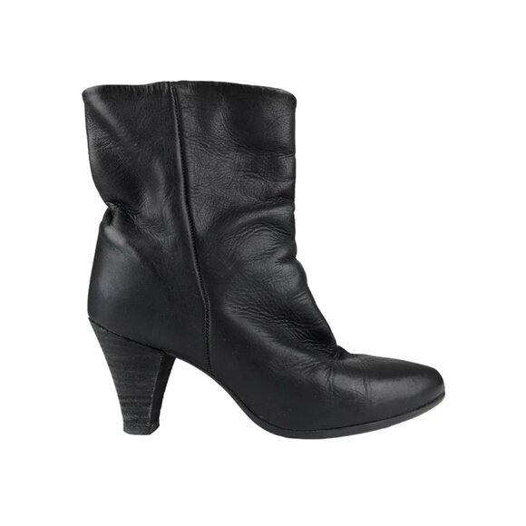 Zodiac Womens Black Leather Pointed Toe Pull‎ On Cone Heel Bootie Size US 7 M - Picture 1 of 10